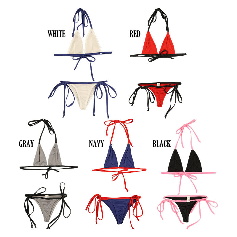 ラ・ポーム MFS生地 ヒモ結びで調整可能 三角ブラ＆ショーツ ランジェリーセット 535037