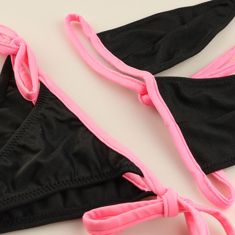 ラ・ポーム MFS生地 ヒモ結びで調整可能 三角ブラ＆ショーツ ランジェリーセット 535037