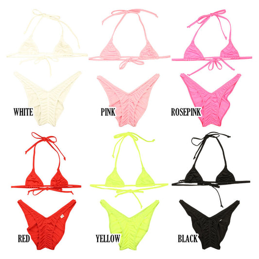 La Paum 539015: Vibrant, Shiny, Sexy Lycra Triangle Bra and Tight Panties Lingerie Set