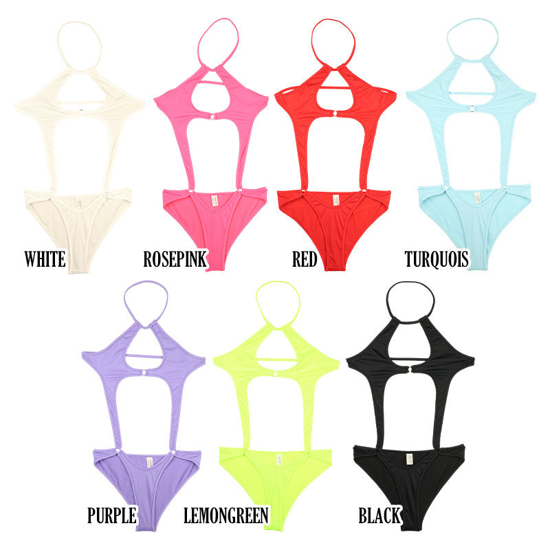 ラ・ポーム ハリ感＆伸縮性抜群 E6000モノキニ 胸元大胆デザイン 540011