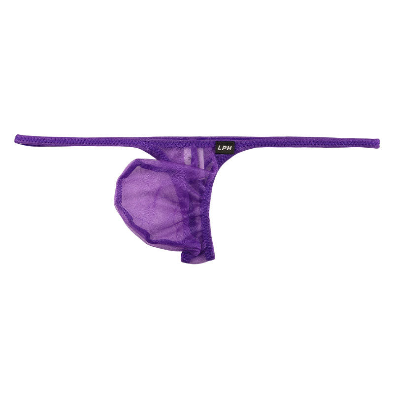 メンズ キラキラ輝く Tバックビキニ 透け感スパークハーフ 立体3Dポーチ 618148