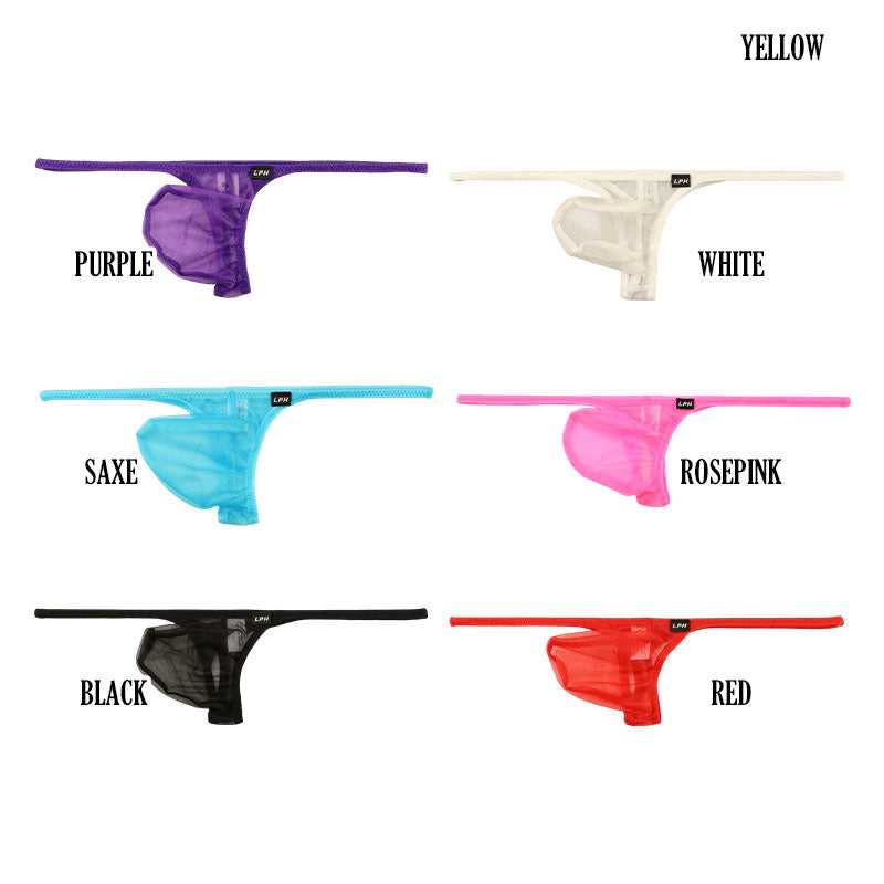 メンズ キラキラ輝く Tバックビキニ 透け感スパークハーフ 立体3Dポーチ 618148