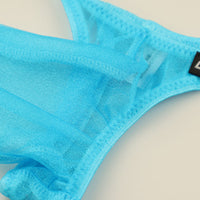 メンズ キラキラ輝く Tバックビキニ 透け感スパークハーフ 立体3Dポーチ 618148