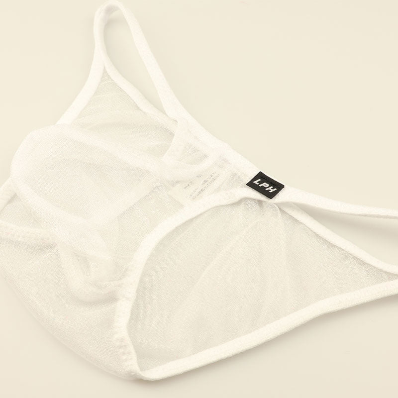 メンズ キラキラ輝く ハーフバックビキニ 透け感スパークハーフ 立体3Dポーチ 618149