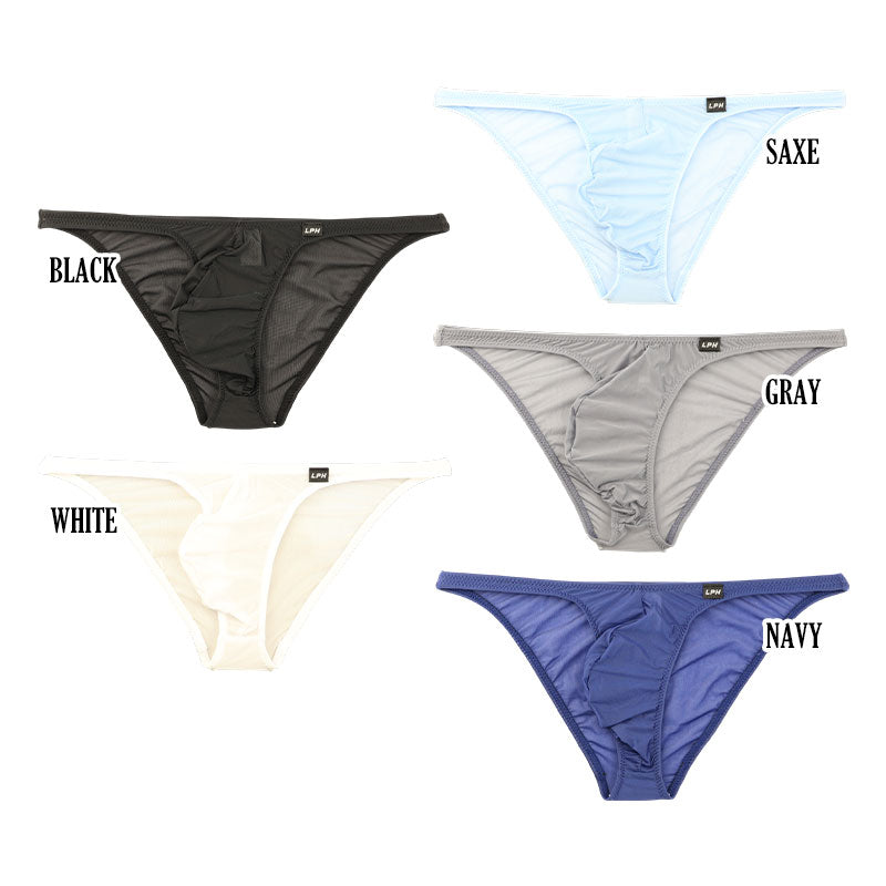 メンズ 極薄クリア素材 メンズハーフバックビキニ 立体フロント×ホールド感抜群 フルシーム仕様 621086