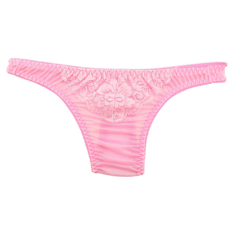 Unisex T-back with a fluffy, lightweight NHK fabric and delicate lace 621091