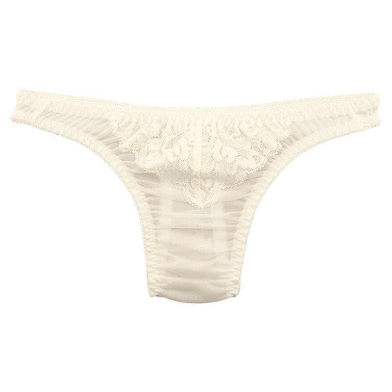 Unisex T-back with a fluffy, lightweight NHK fabric and delicate lace 621091
