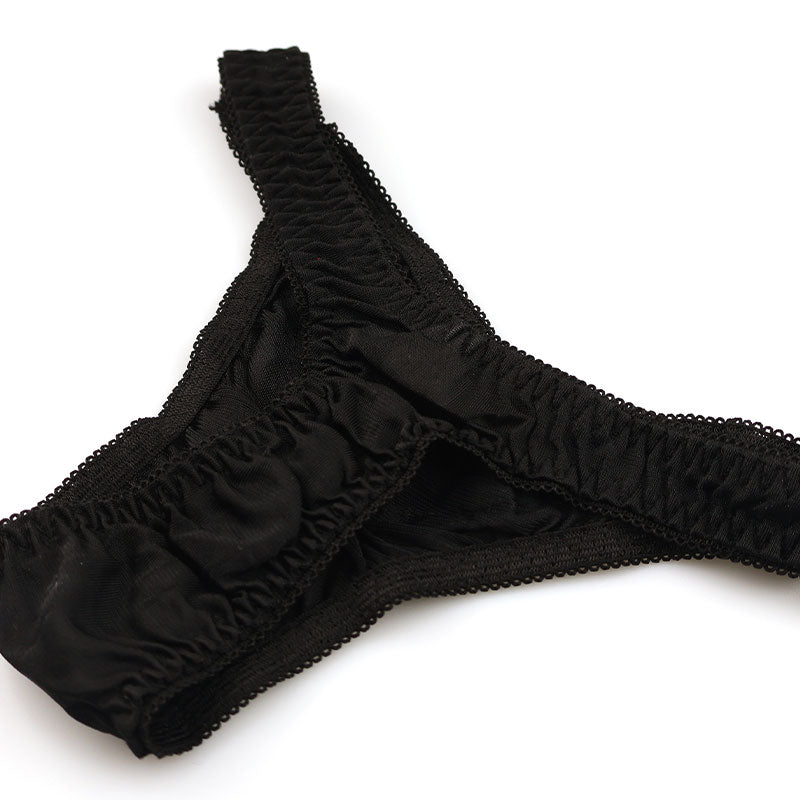 Unisex T-back with a fluffy, lightweight NHK fabric and delicate lace 621091