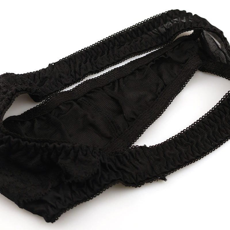 Unisex T-back with a fluffy, lightweight NHK fabric and delicate lace 621091
