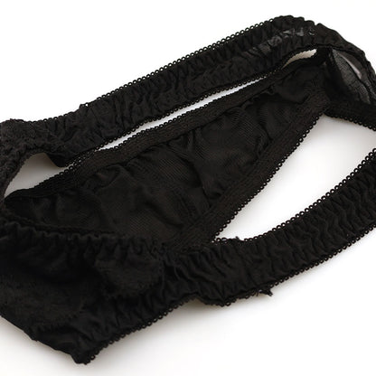 Unisex T-back with a fluffy, lightweight NHK fabric and delicate lace 621091