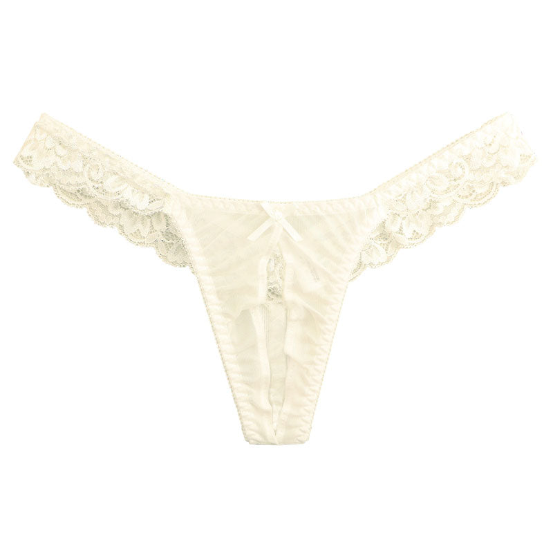 ユニセックス NHK生地と綺麗なレースを使用したオープンタイプのTバックショーツ 621104