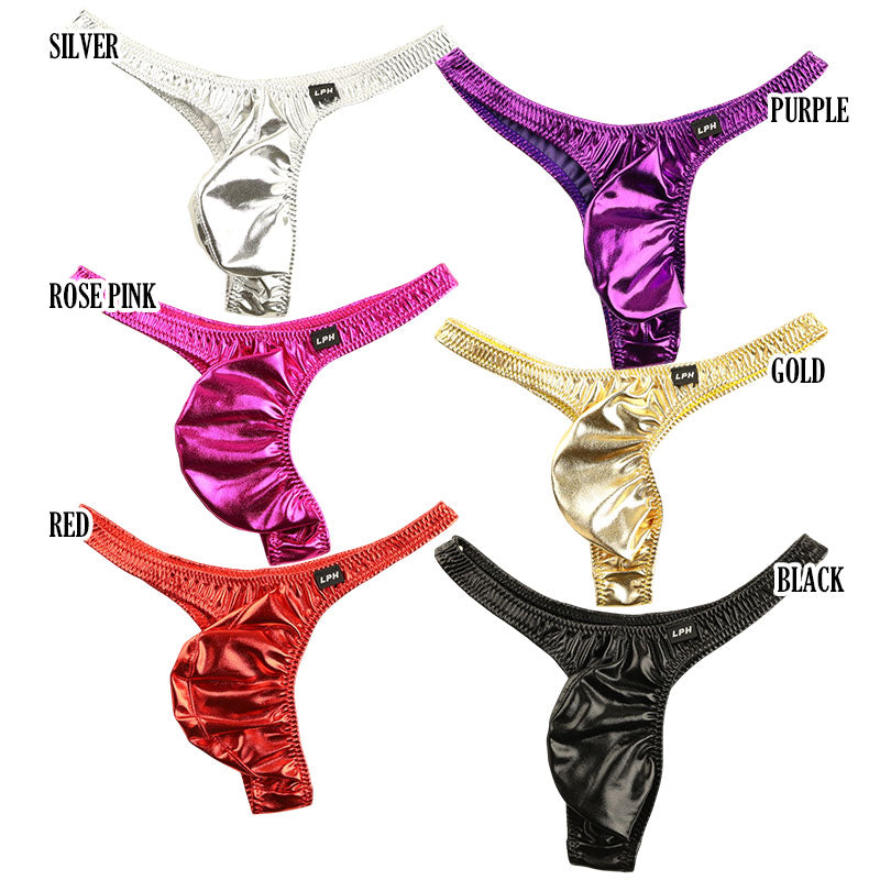 Men's Metallic Fabric Hold 3D Pouch T-back Bikini 622042