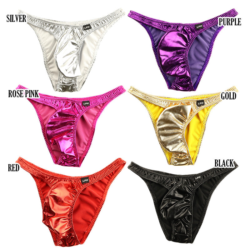 Men's Metallic Fabric Hold 3D Pouch Half Back Bikini 622043