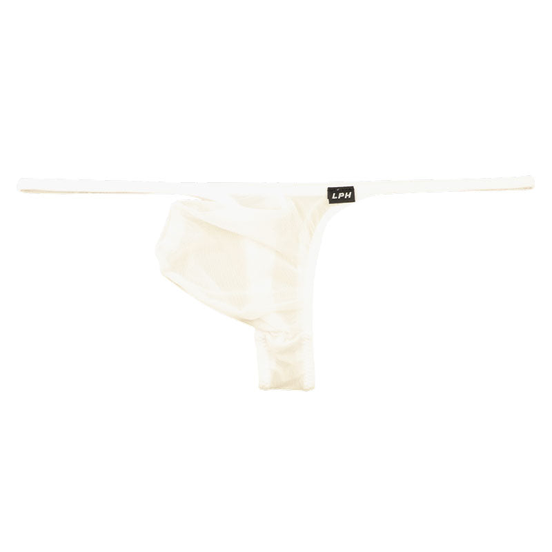 メンズ GUS生地使用 メンズTバックビキニ 透け感×光沢 極薄クリア素材 立体3Dポーチ構造 622050