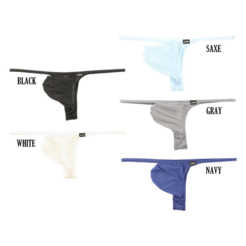 メンズ GUS生地使用 メンズTバックビキニ 透け感×光沢 極薄クリア素材 立体3Dポーチ構造 622050