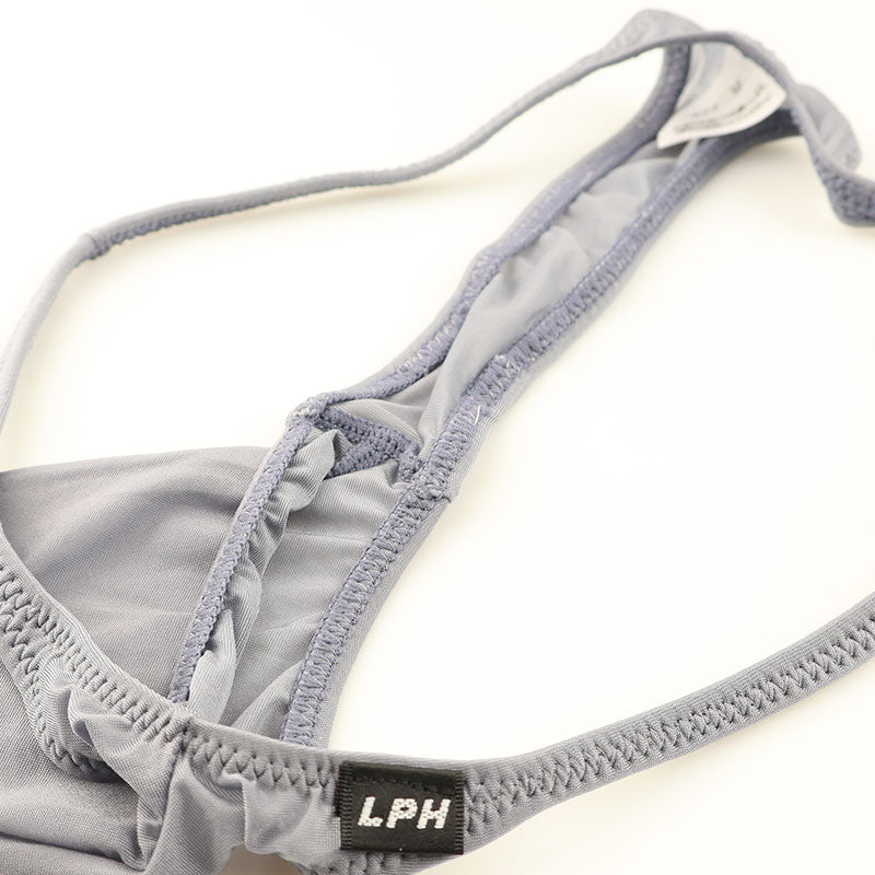 メンズ GUS生地使用 メンズTバックビキニ 透け感×光沢 極薄クリア素材 立体3Dポーチ構造 622050