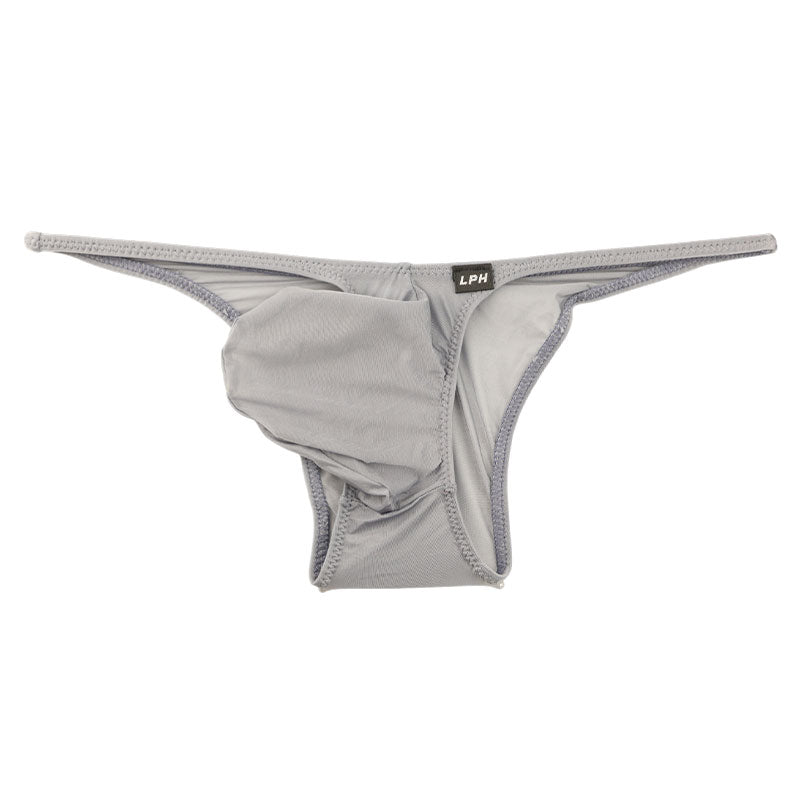 メンズ GUS生地使用 メンズハーフバックビキニ 透け感×光沢 極薄クリア素材 立体3Dポーチ構造 622051