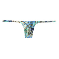 ユニセックス セクシー ユニセックス 極小Tバック 下着 光沢感 ストレッチ生地 ローライズショーツ 熱帯プリント 622071