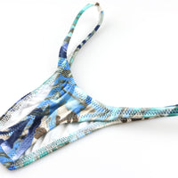 ユニセックス セクシー ユニセックス 極小Tバック 下着 光沢感 ストレッチ生地 ローライズショーツ 熱帯プリント 622071