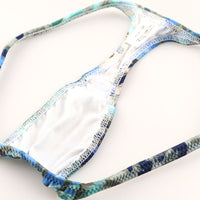 ユニセックス セクシー ユニセックス 極小Tバック 下着 光沢感 ストレッチ生地 ローライズショーツ 熱帯プリント 622071