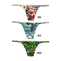 ユニセックス セクシー ユニセックス Tバック 下着 光沢感 ストレッチ生地 ローライズショーツ 熱帯プリント 622073
