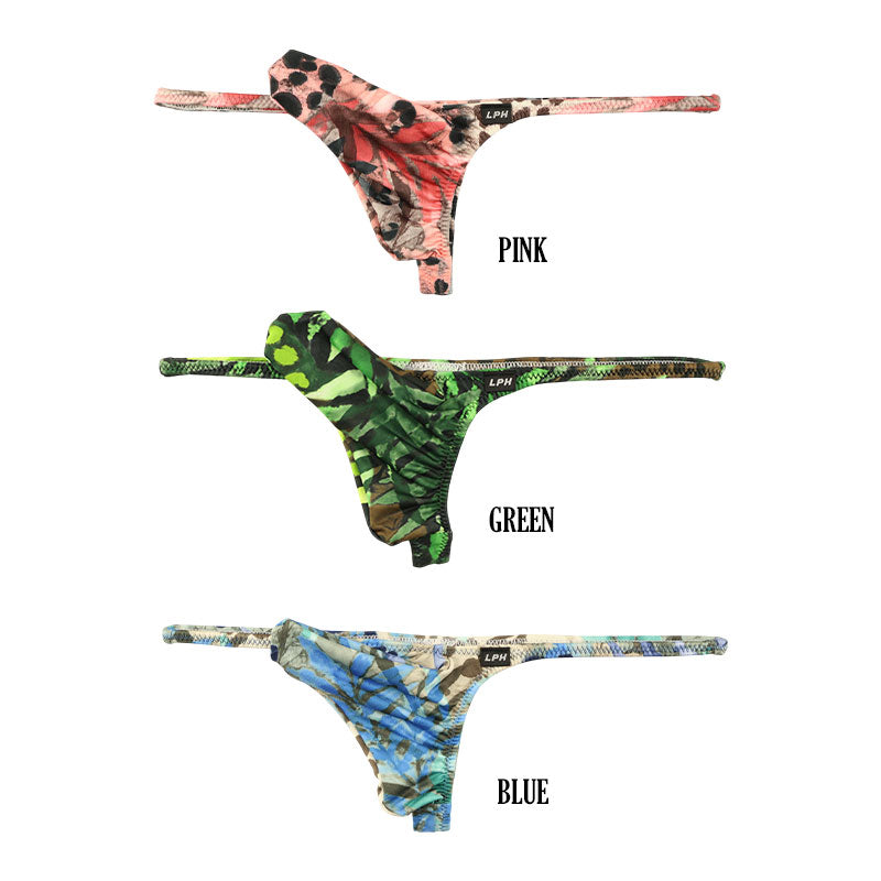 メンズ 快適フィット メンズ Tバックショーツ セクシー 3D立体ポーチ 熱帯プリント 623069