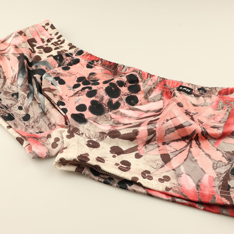 メンズ ワイルドジャングルプリント メンズローライズボクサーパンツ 3Dポーチ型でセクシー＆快適 ストレッチ素材で動きやすく日常使いに最適 629004