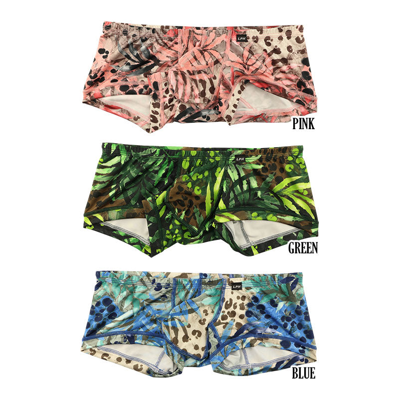 メンズ ジャングルプリント メンズボクサーパンツ ローライズ仕様 3Dポーチでフィット感抜群 日常使いに最適 635006