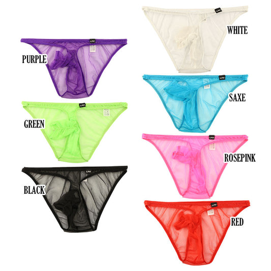 Men's lightweight, soft, and sheer see-through, sexy elephant-shaped bikini with side gathers (718036)