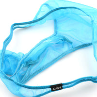 メンズ 軽くてふんわり透け感 シースルー素材のサイドギャザー付きセクシーゾウさん型メンズビキニ 718036