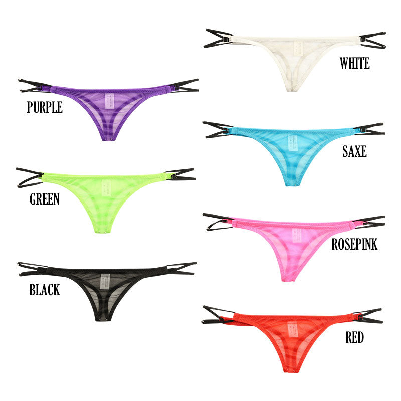 ユニセックス Tバック ミストラメ シースルー キラキラ ローライズ 2本ループゴム 718047