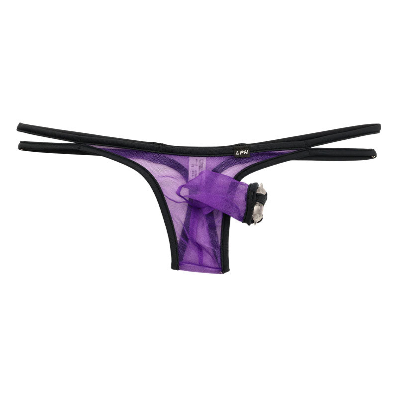 メンズ スパークハーフ生地 ミストラメ入り 貫通型ゾウさん ソフトシリコンリング付き Tバックビキニ 719031
