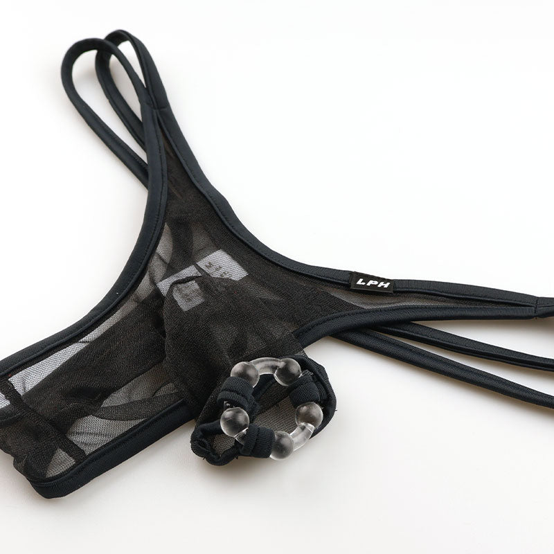 メンズ ミストラメ入り 貫通型ゾウさん ソフトシリコンリング付き Tバックビキニ 720047