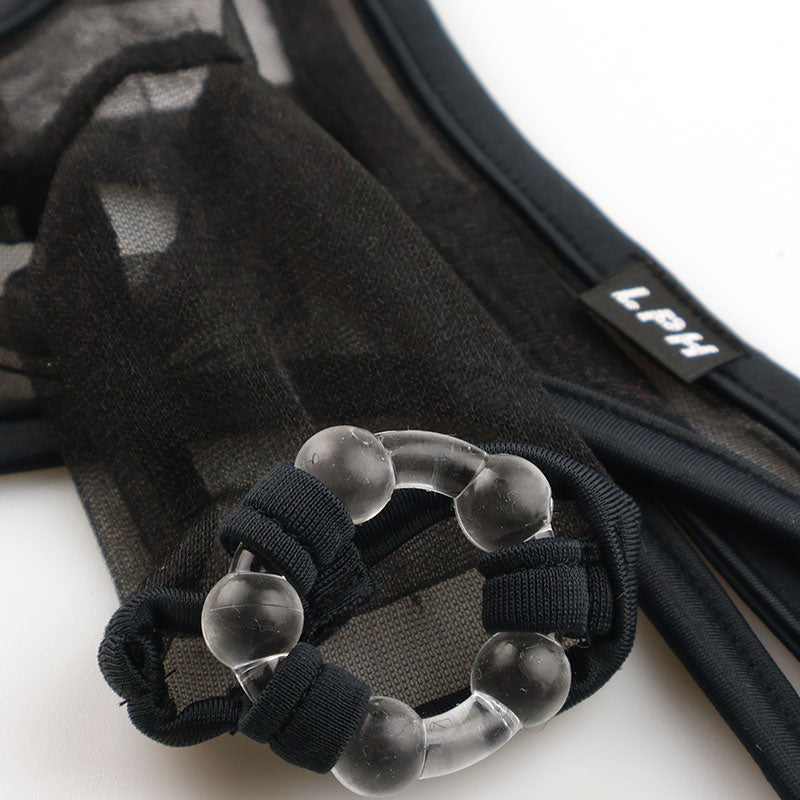 メンズ ミストラメ入り 貫通型ゾウさん ソフトシリコンリング付き Tバックビキニ 720047