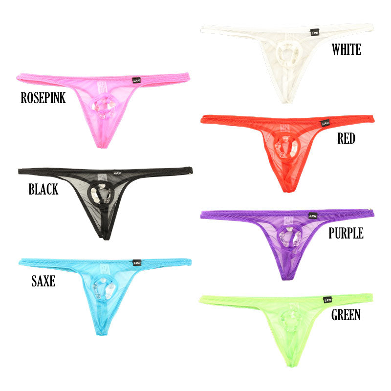 メンズ ミストラメ スケスケ シースルー メンズTバック イボ付きリング内蔵 スパークハーフ生地 720048