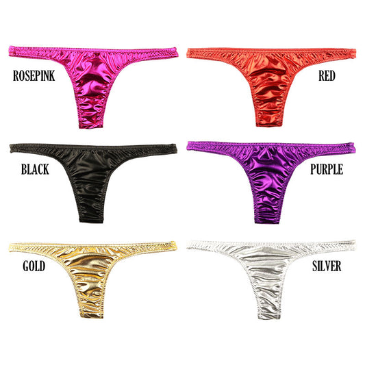 Unisex Metallic Shine T-Back Panties, Low-Crotch Design, 720054