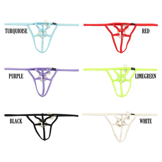 Men's Studded Rings Shining Men's Support Bikini Made of E6000 Fabric Firm &amp; Elastic Spider Front G-String 720069