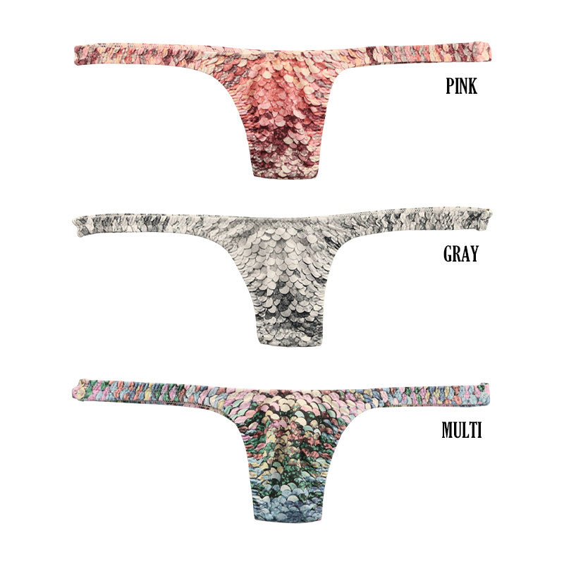 ユニセックス スパンコールプリント 上品微光沢ユニセックス極小Tバック 720074