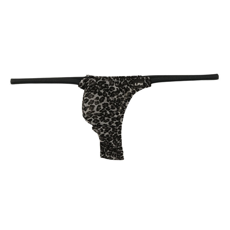 メンズ 立体3Dポーチ メンズ極小Tバックビキニ ヒョウ柄 軽量ジョーゼット 721060