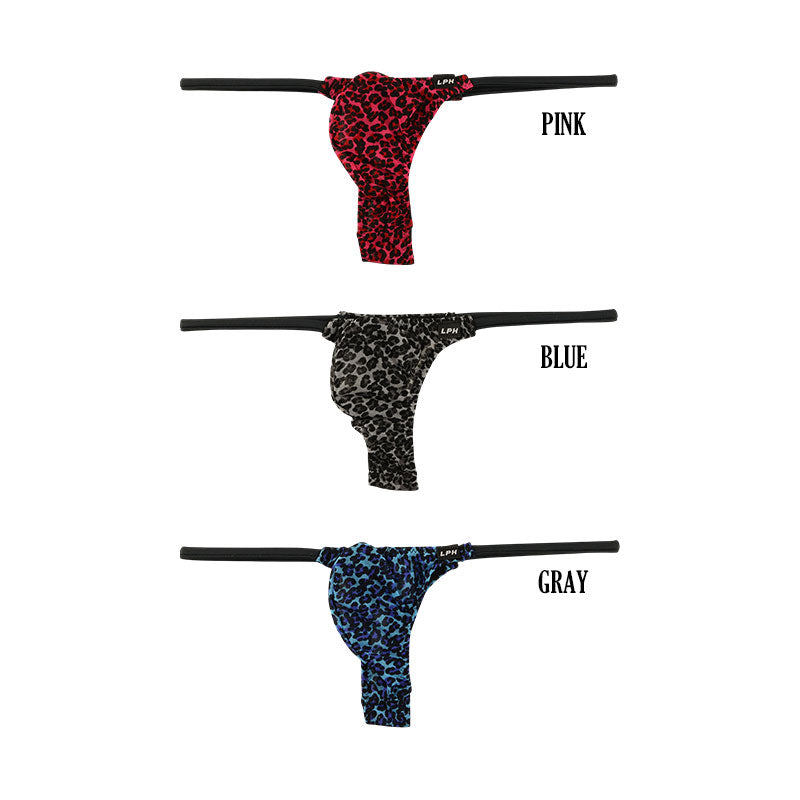 メンズ 立体3Dポーチ メンズ極小Tバックビキニ ヒョウ柄 軽量ジョーゼット 721060