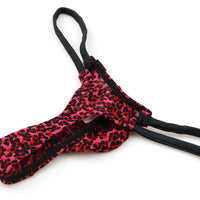 メンズ 立体3Dポーチ メンズ極小Tバックビキニ ヒョウ柄 軽量ジョーゼット 721060