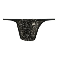 メンズ 立体3Dポーチ メンズ極小ハーフバックビキニ ヒョウ柄 軽量ジョーゼット 721061