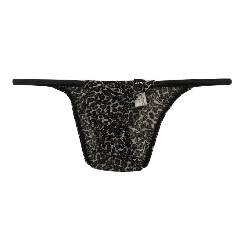 メンズ 立体3Dポーチ メンズ極小ハーフバックビキニ ヒョウ柄 軽量ジョーゼット 721061