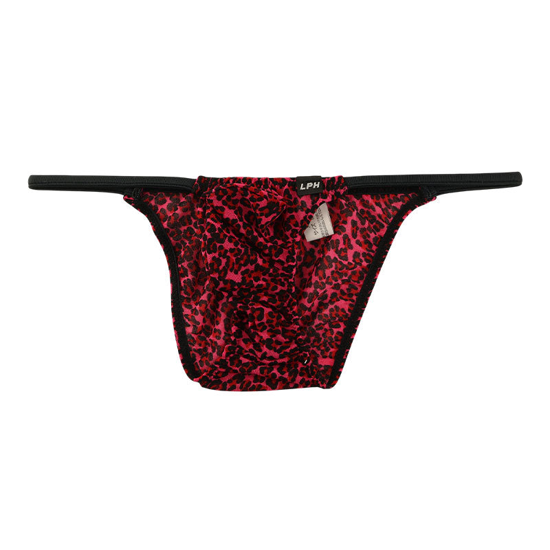 メンズ 立体3Dポーチ メンズ極小ハーフバックビキニ ヒョウ柄 軽量ジョーゼット 721061