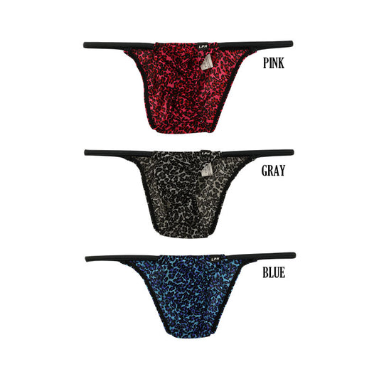 Men's Leopard Print Lightweight Georgette Mini Half-Back Bikini with 3D Pouch, 721061