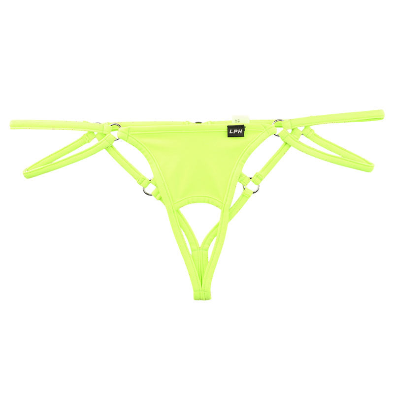 Men's Front Open Strappy Thong Bikini with E6000 Fabric 721068