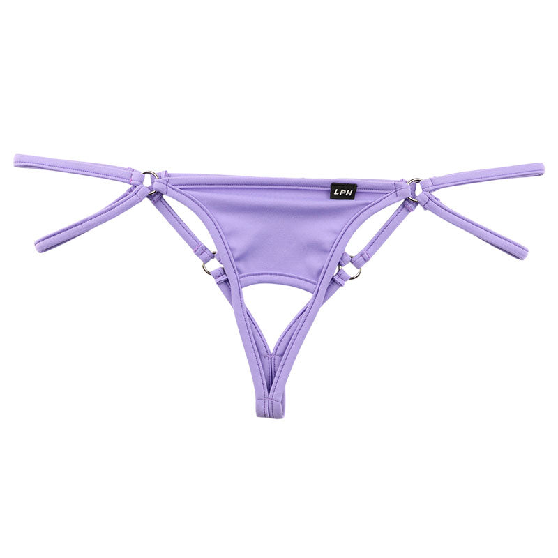 Men's Front Open Strappy Thong Bikini with E6000 Fabric 721068