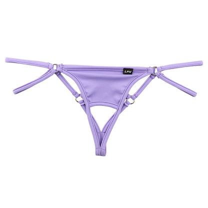 Men's Front Open Strappy Thong Bikini with E6000 Fabric 721068