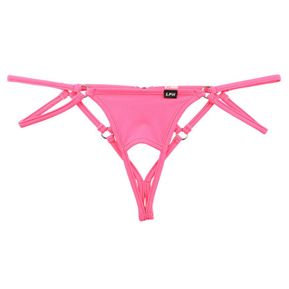 Men's Front Open Strappy Thong Bikini with E6000 Fabric 721068