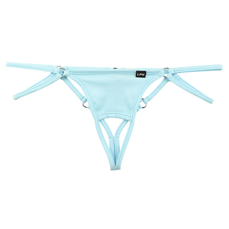 Men's Front Open Strappy Thong Bikini with E6000 Fabric 721068